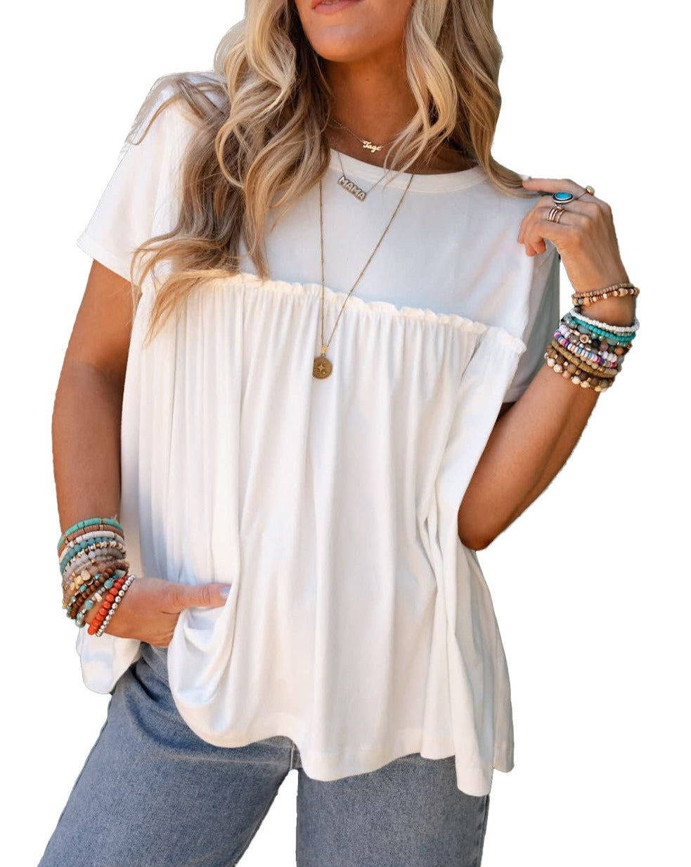 Frilled Short Sleeve Babydoll Tee