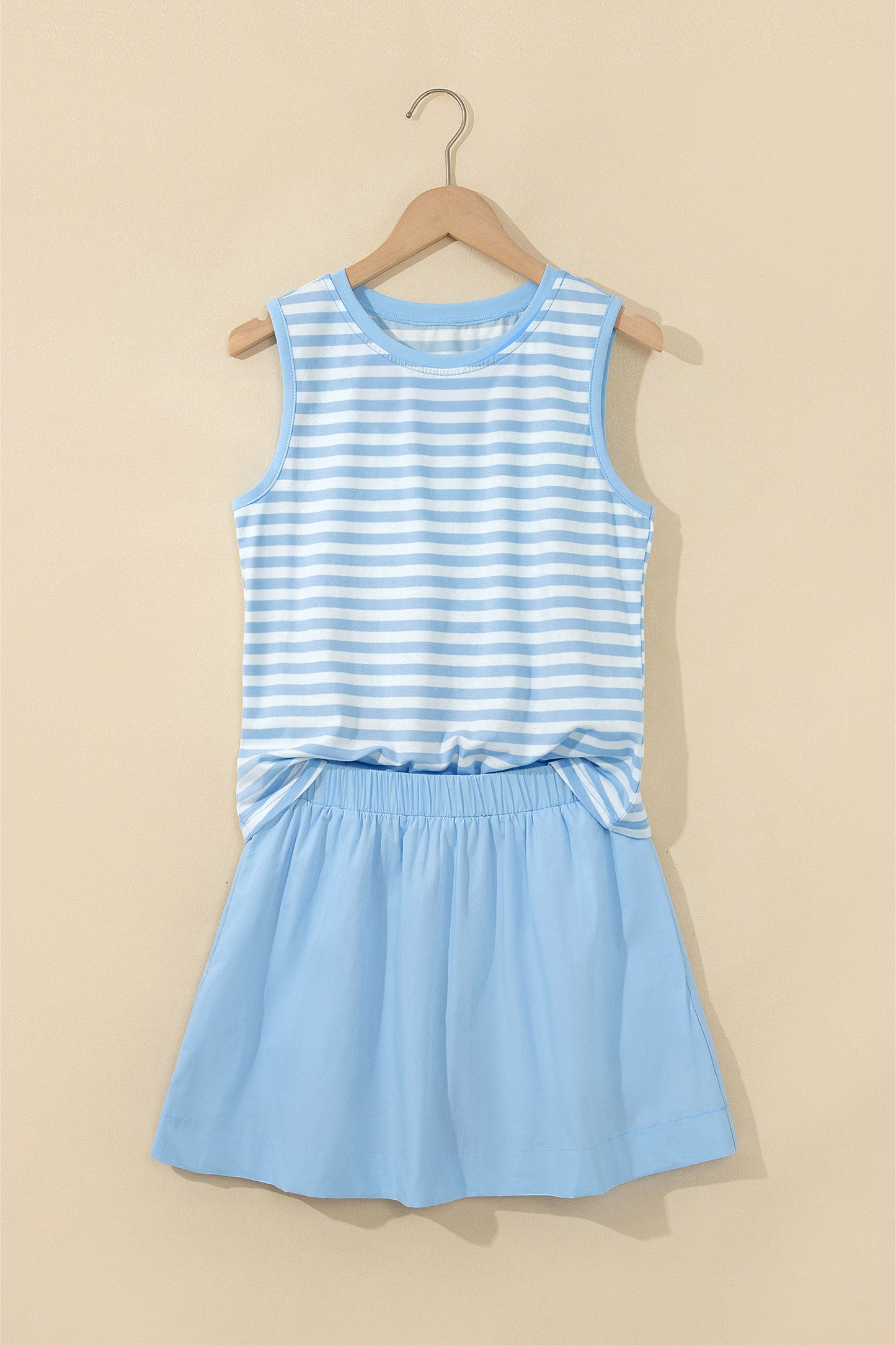 Stripe Tank Top & Contrast Ruffle Skort Set