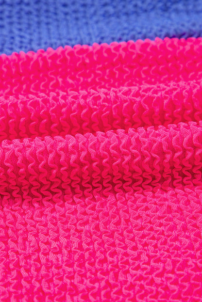 Colorblock Textured Patchwork One-Piece Swimsuit