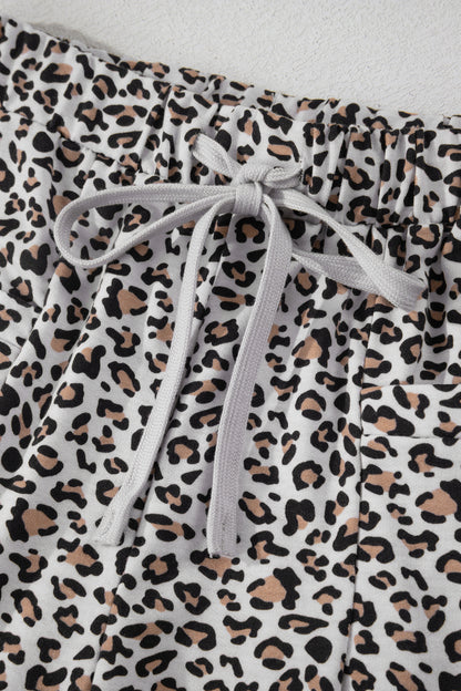 Leopard Loose Tee & Drawstring Waist Pants Set