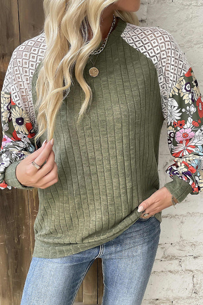 Floral Patchwork Long Sleeve Blouse