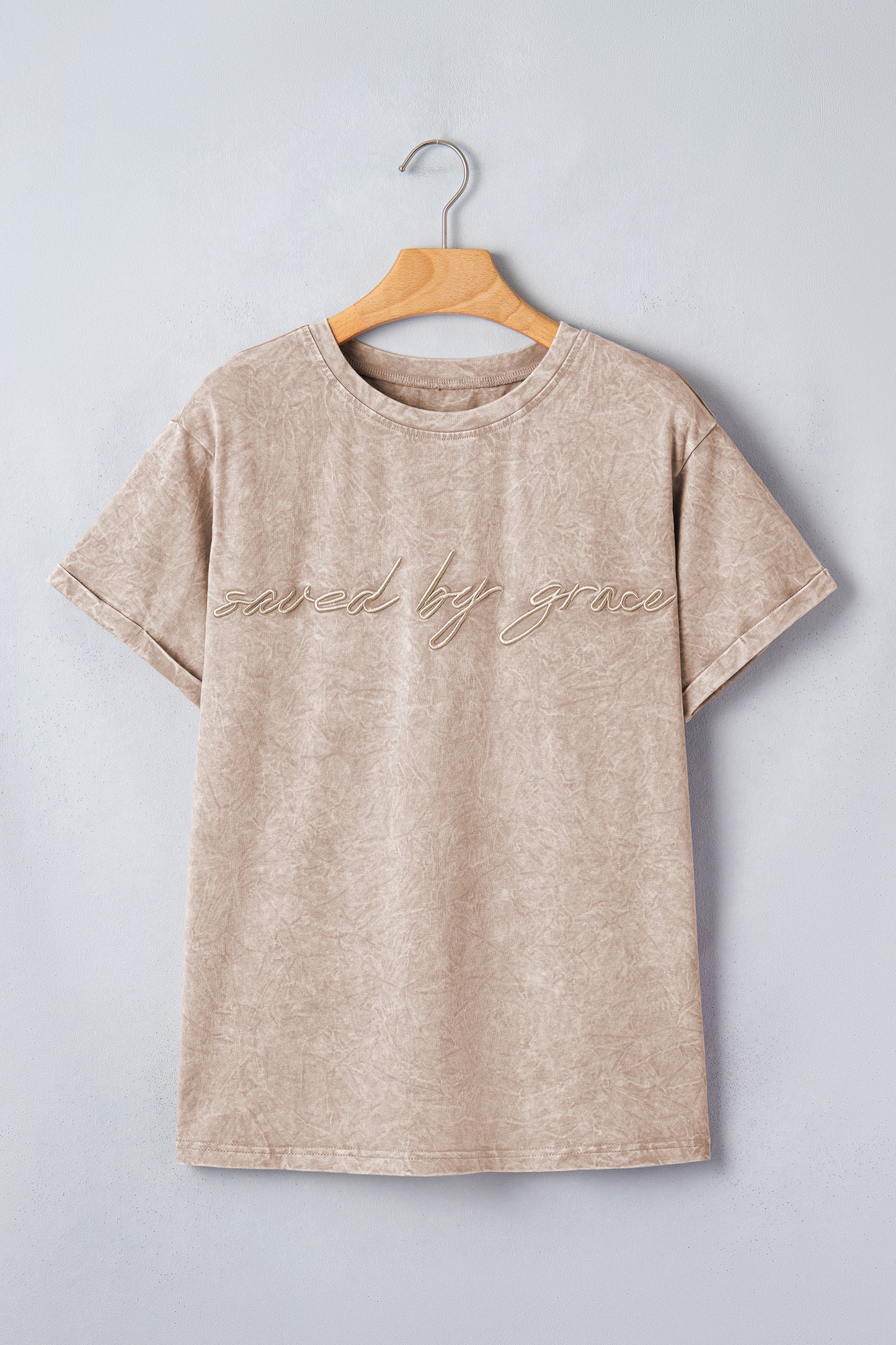 Saved by Grace Embroidered Mineral Wash T-Shirt
