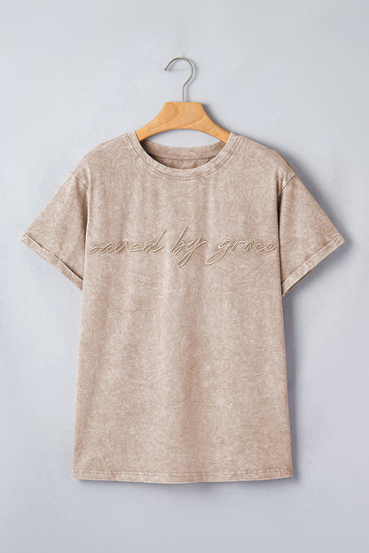Saved by Grace Embroidered Mineral Wash T-Shirt