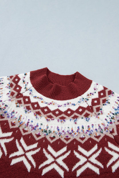 Christmas Geometric Fair Isle Raglan Sweater