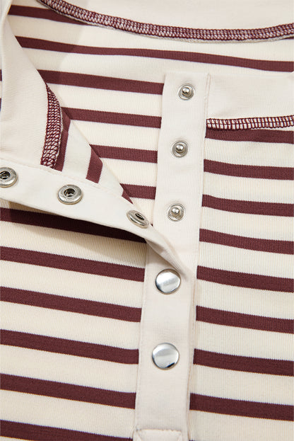 Stripe Long Sleeve Henley Top