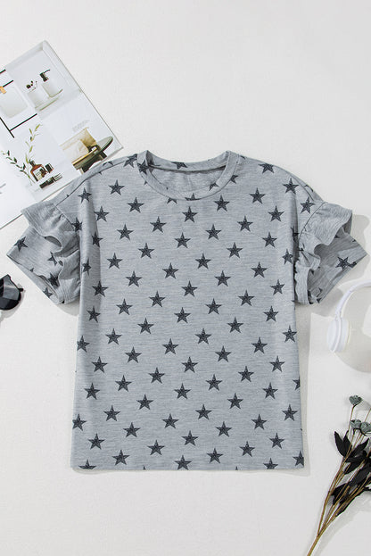 Star Ruffle Tiered Short Sleeve T-Shirt