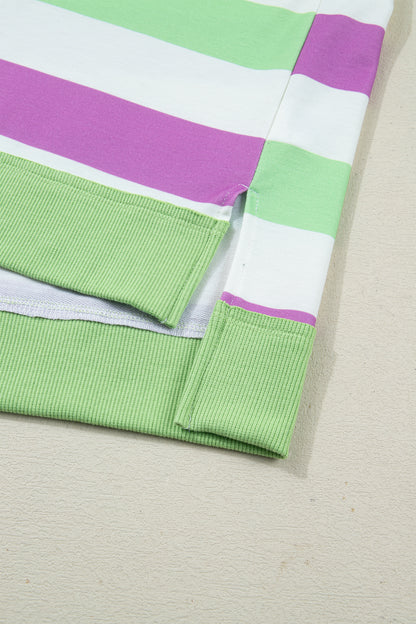 Stripe Lucky Clover Embroidered Dolman Sleeve Tee