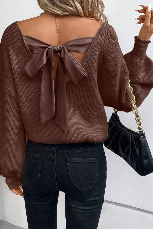 Bow Back Lantern Sleeve Sweater