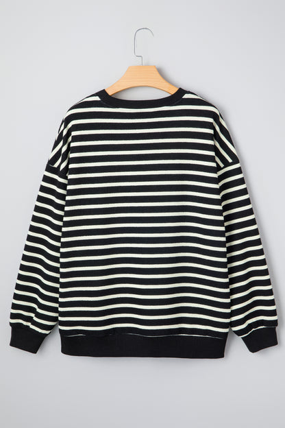 Christmas Stripe Contrast MERRY Drop Shoulder Sweatshirt