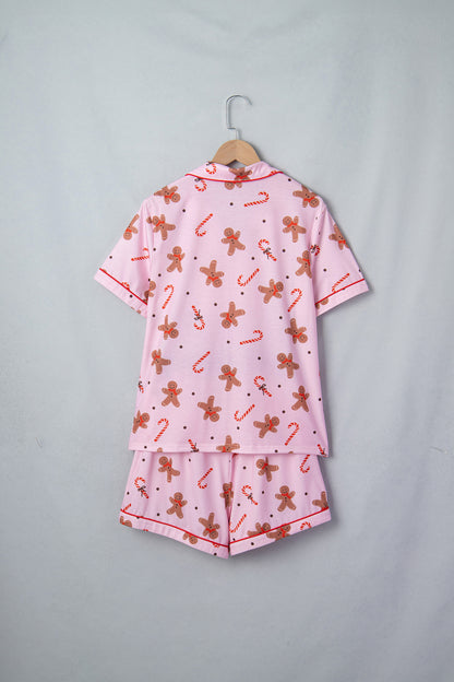 Christmas Gingerbread Top & Shorts Pajama Set