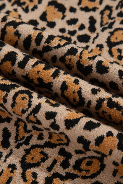 Leopard Contrast Collared Button Front Cardigan
