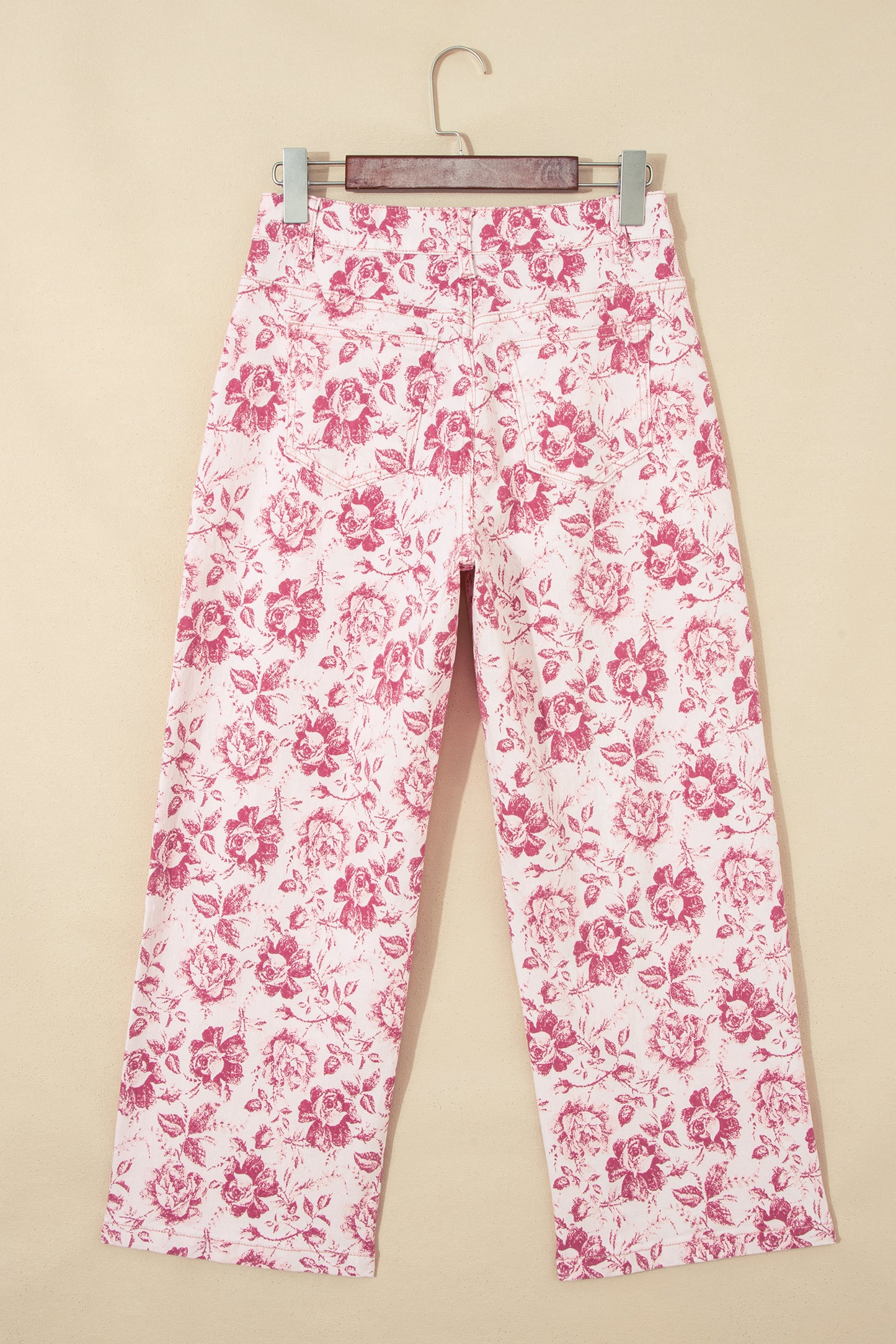 Floral Denim High Waist Pants