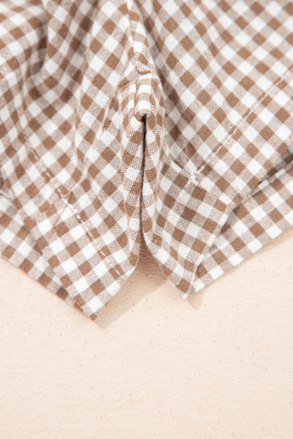 Plus Size Gingham Plaid Ruffle Contrast Trim Shorts