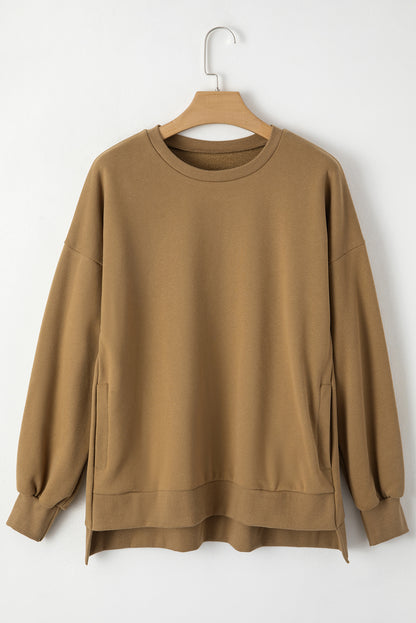 Solid Fleece Lined Sweatshirt