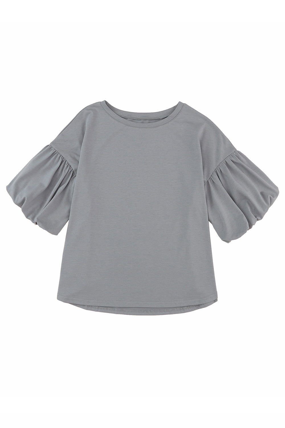 Bubble Sleeve Round Neck Blouse