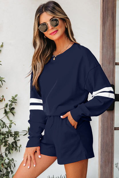 Varsity Stripe Sweatshirt and Short Set