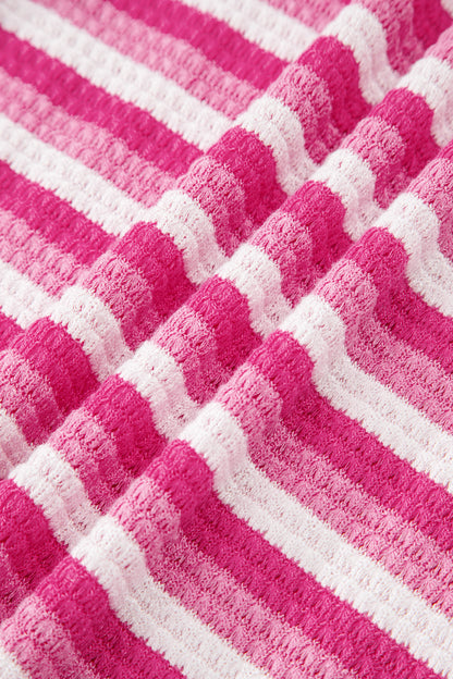 Stripe Textured Knit Short Sleeve Tee