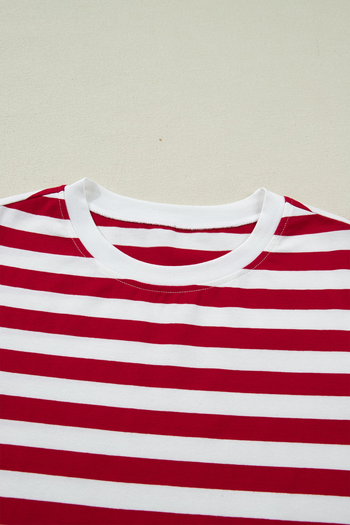 Stripe Patchwork Round Neck Short Sleeve T-Shirt