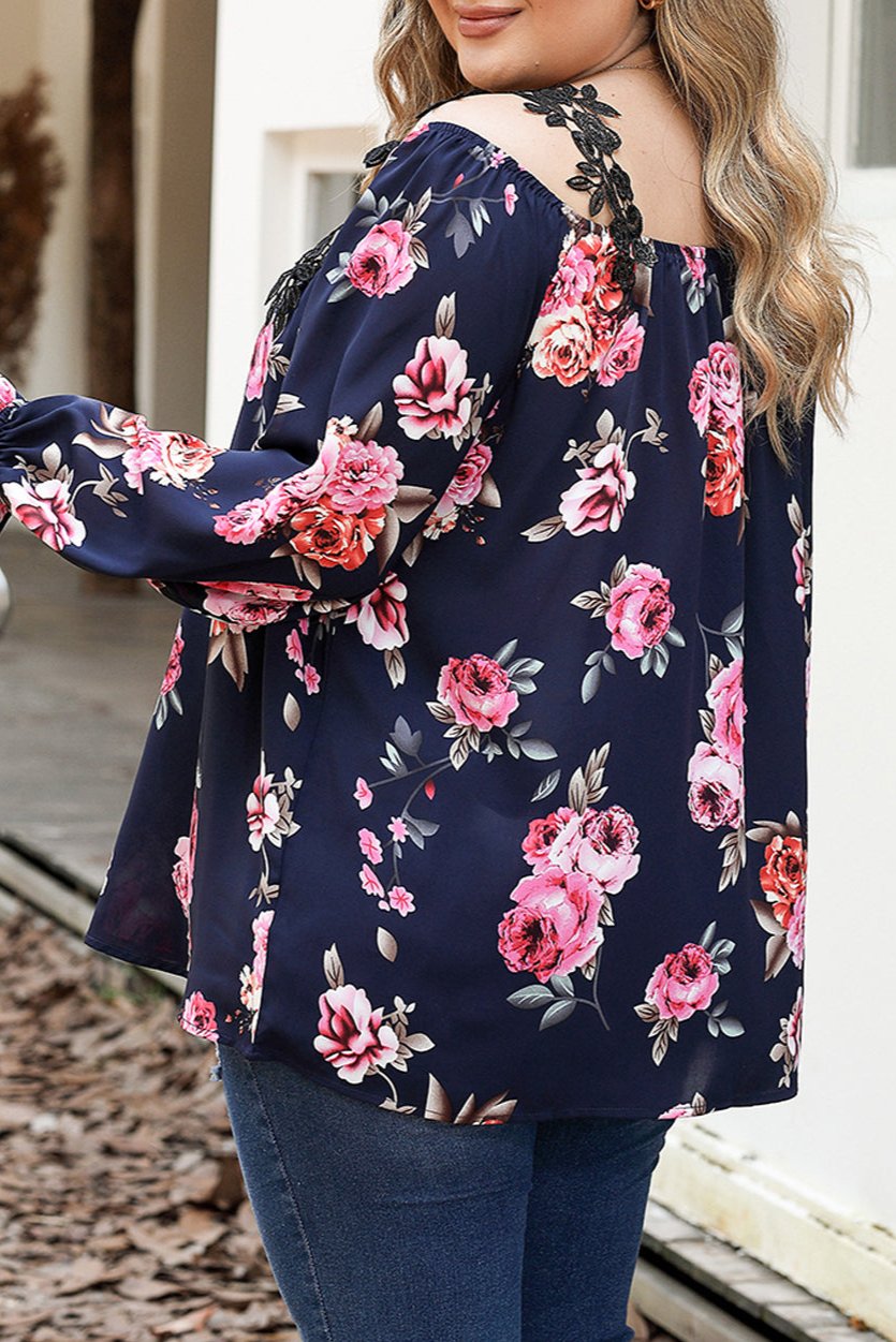 Plus Size Floral Cold Shoulder Blouse