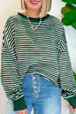 Stripe Drop Shoulder Long Sleeve Top