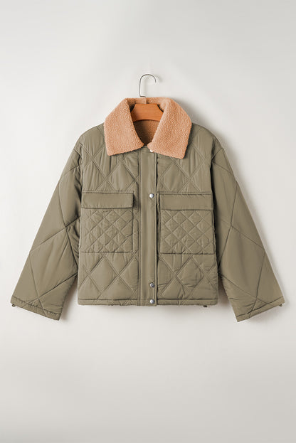 Teddy Collar Quilted Puffer Jacket