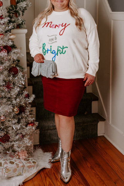 Plus Size Merry and Bright Christmas Sweater