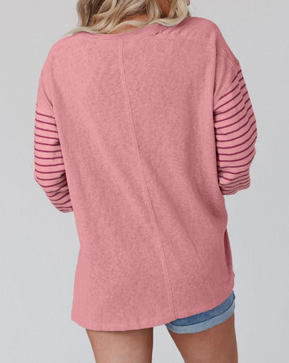 Colorblock Stripe Bishop Sleeve Top