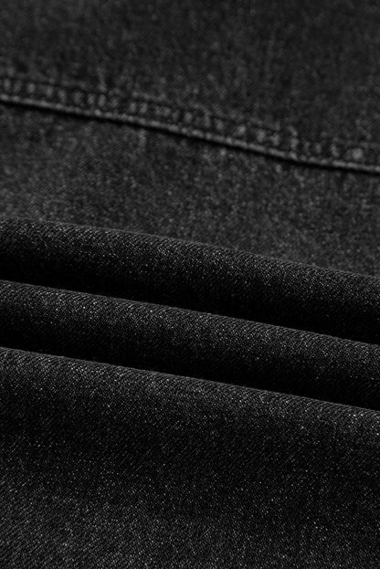 Denim Chest Pocket Drop Shoulder Hooded Jacket