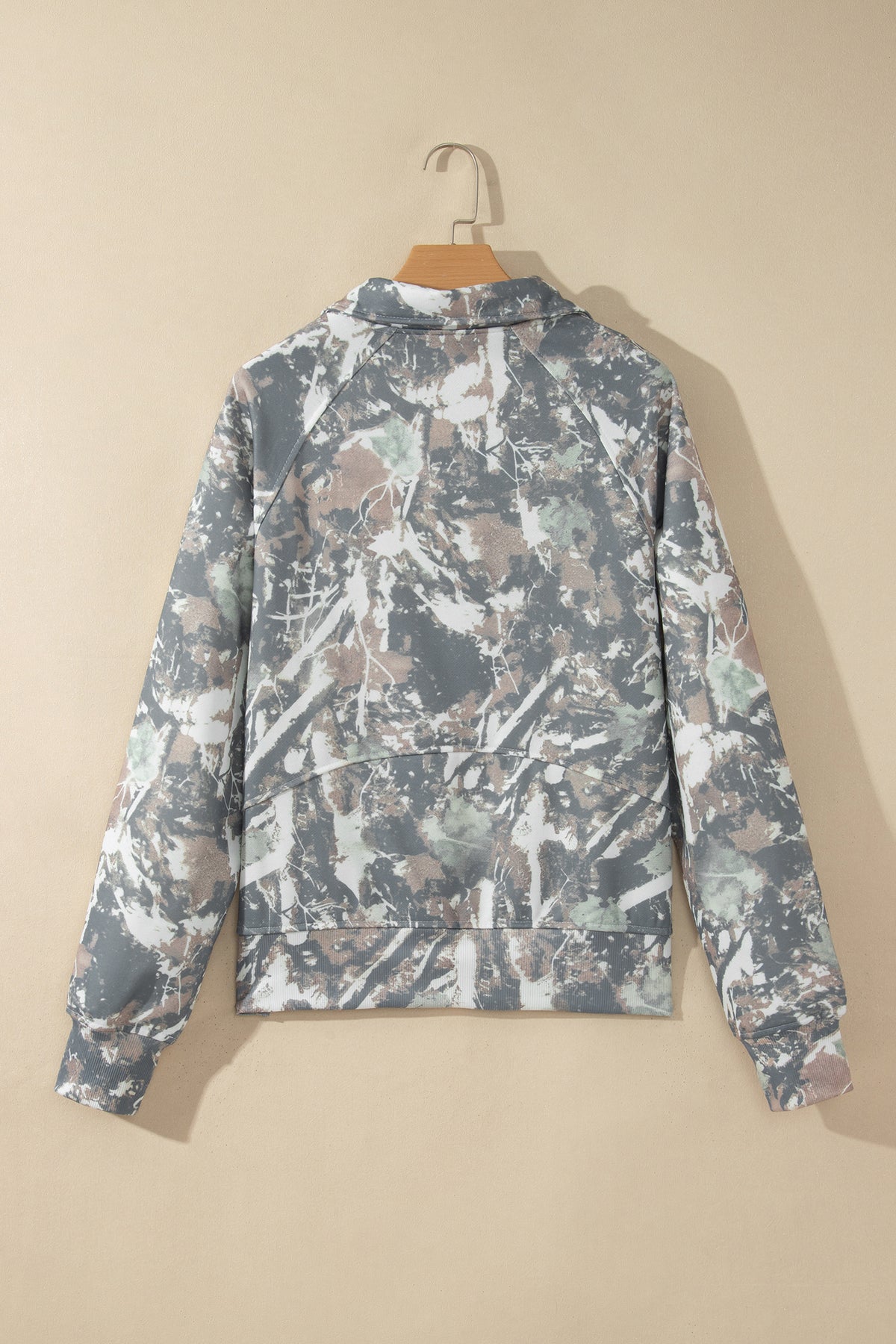 Woodland Camo Quarter-Zip Pocketed Sweatshirt