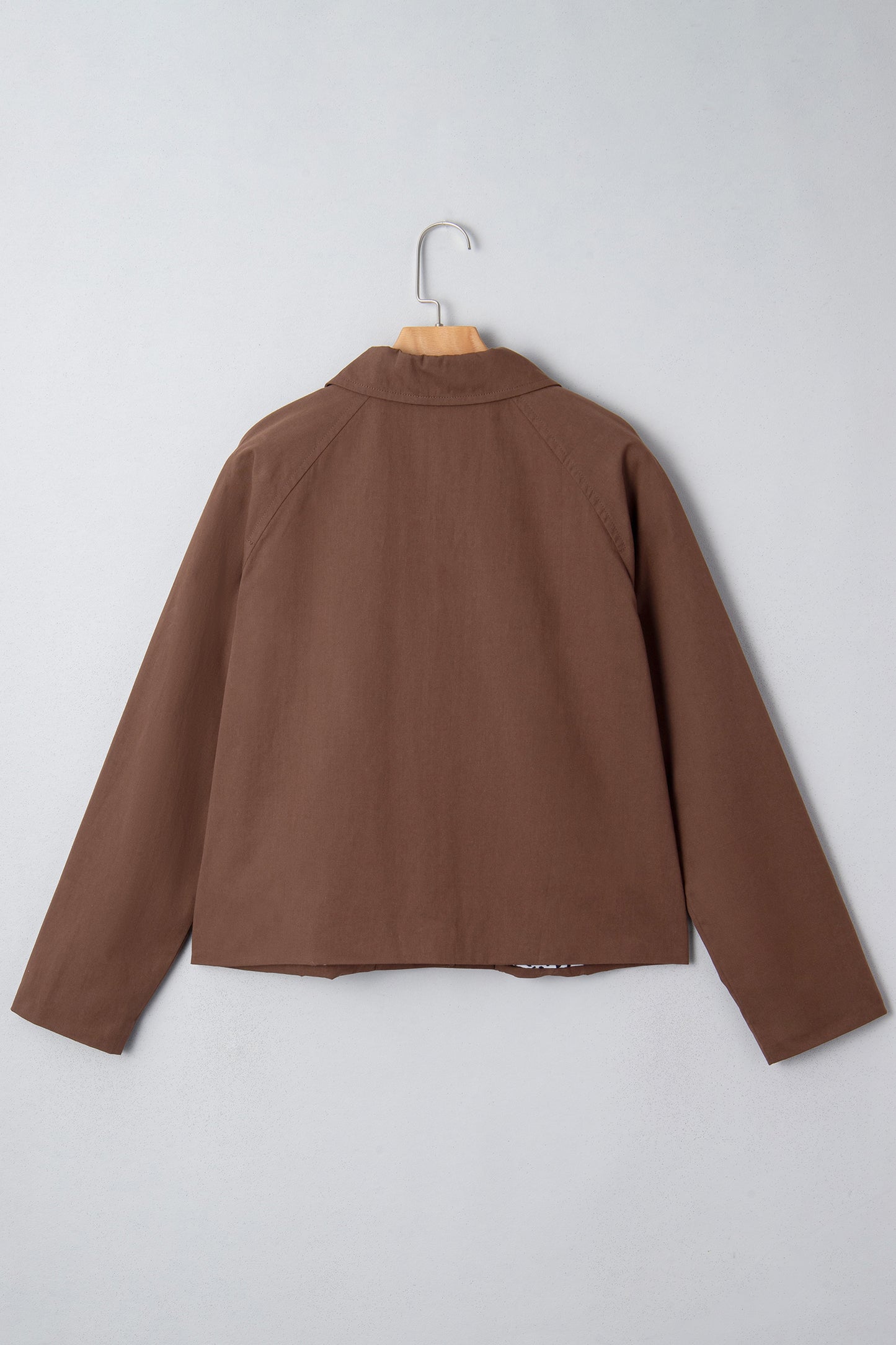 Leopard Lined Button Up Collared Jacket