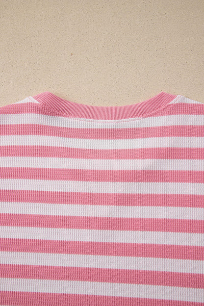 Stripe Puff Sleeve T-Shirt & Drawstring Shorts Set