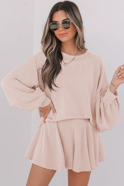 Corded Top and Ruffle Mini Skort Set