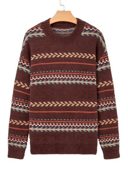 Boho Stripe Knitted Drop Shoulder Sweater