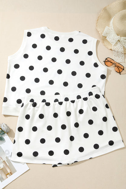 Plus Size Polka Dot Tank & Split Skort Set