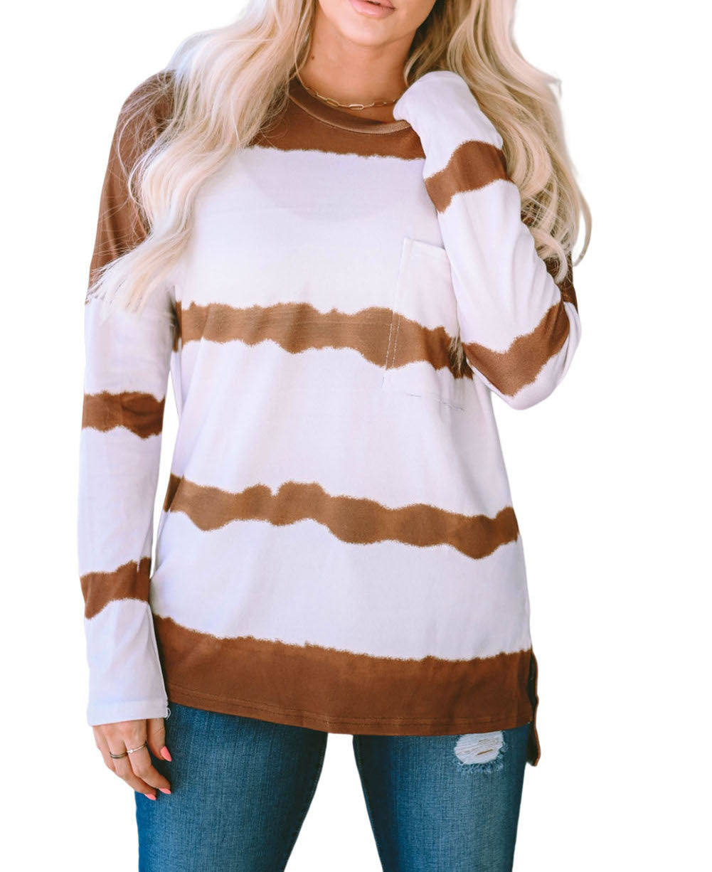 Tie-Dye Stripe Long Sleeve Top