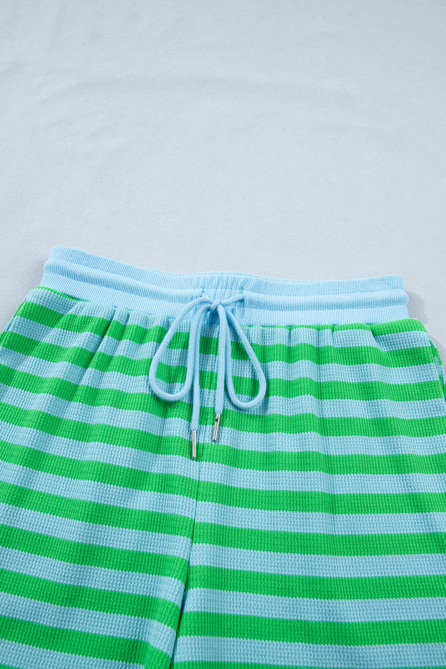 Stripe Puff Sleeve T-Shirt & Drawstring Shorts Set
