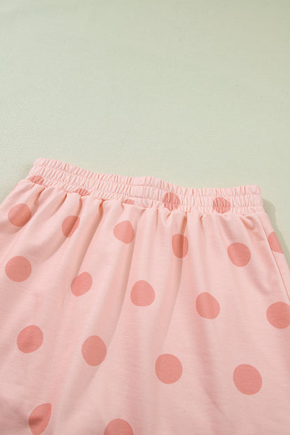 Polka Dot Ribbed Trim Tank & Mini Skort Set