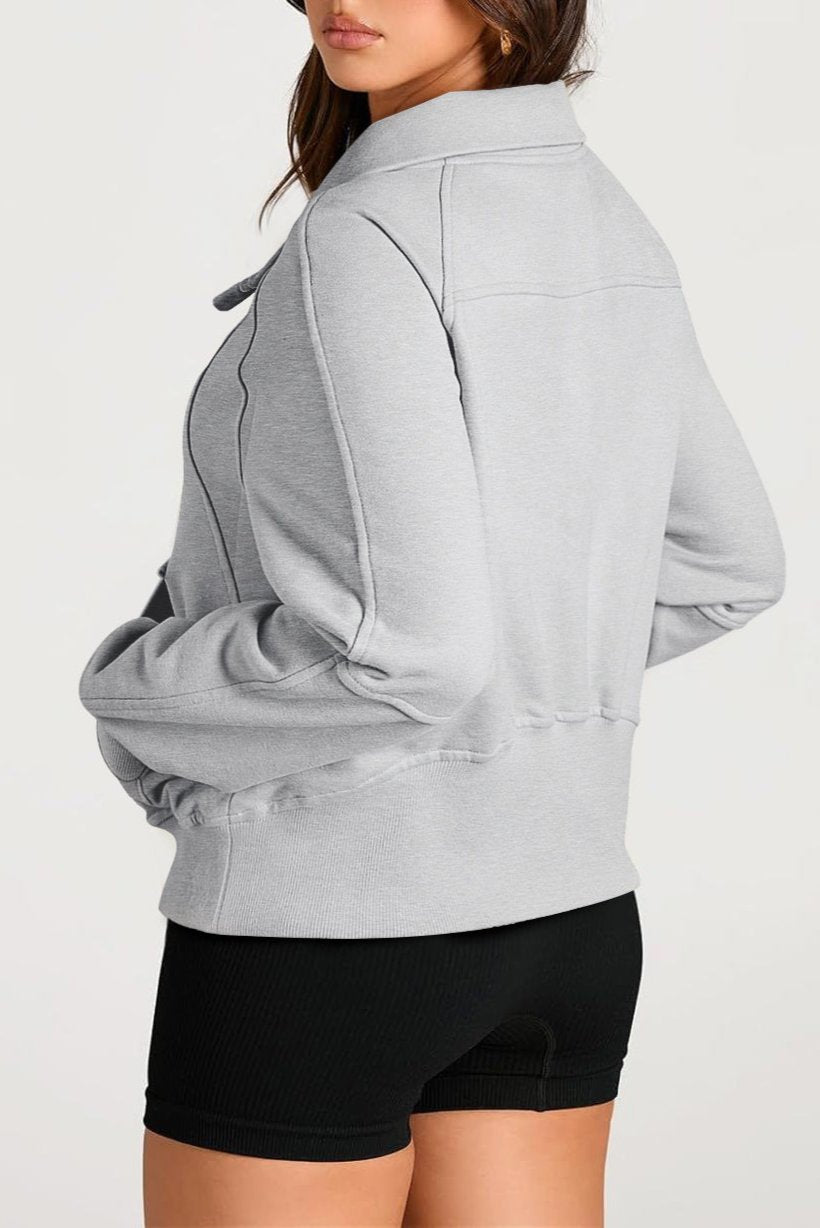 Quarter Zip Kangaroo Pocket Sweatshirt