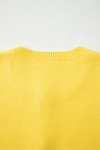 Solid Knit Sleeveless Button Front Pocketed Sweater