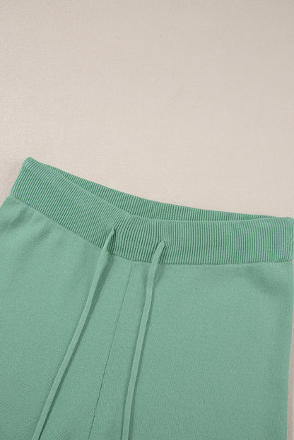 Contrast Trim Top and Drawstring Pants Set