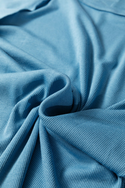 Ribbed Cap Sleeve Crewneck Shirt