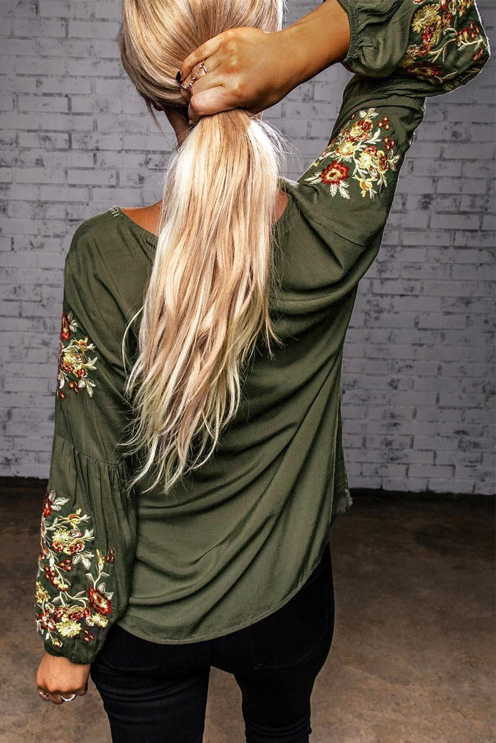 Floral Embroidered Long Sleeve Top