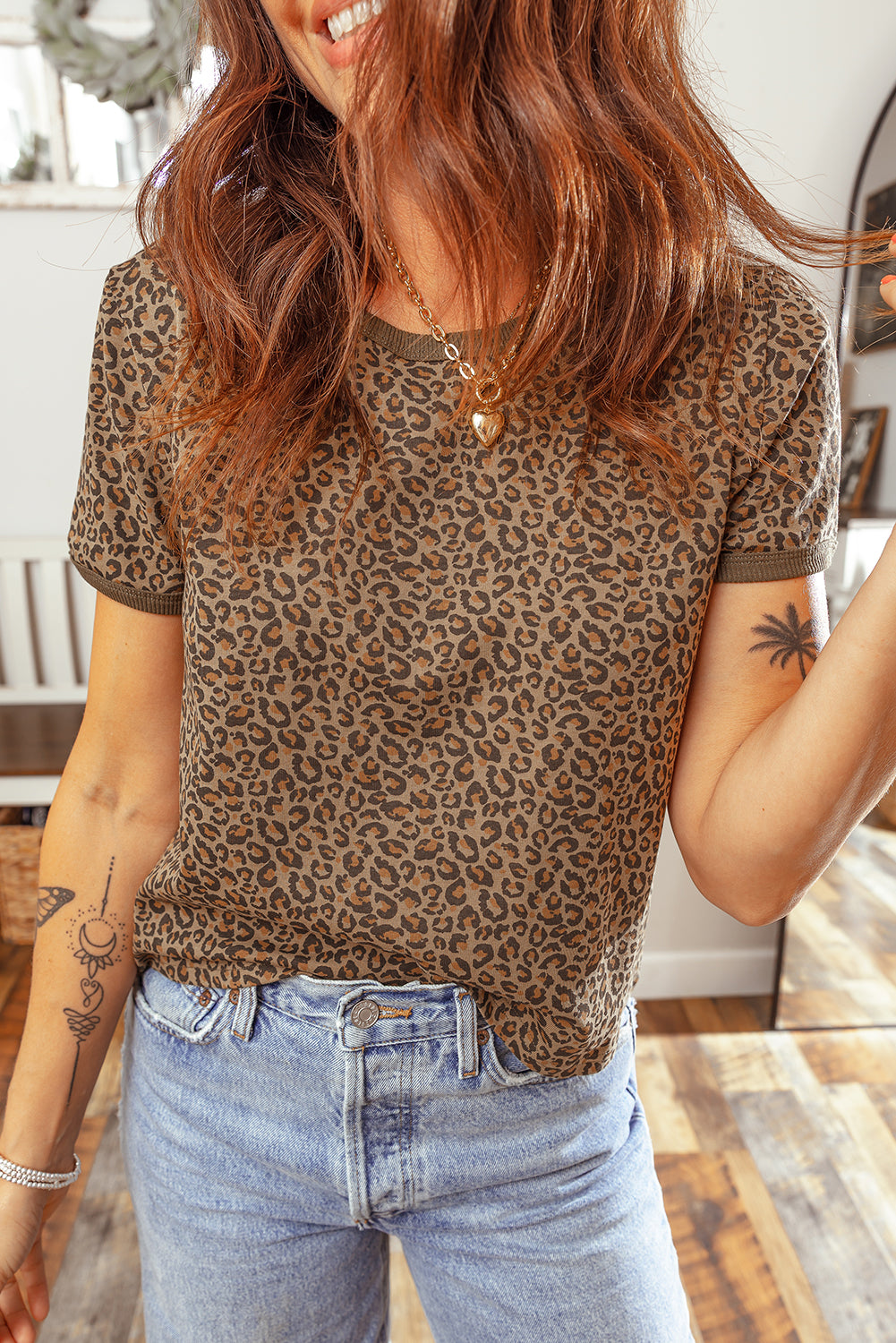 Leopard Short Sleeve Crewneck T-Shirt