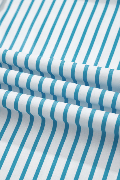 Leopard Patchwork Stripe Shirt Dress with Slits