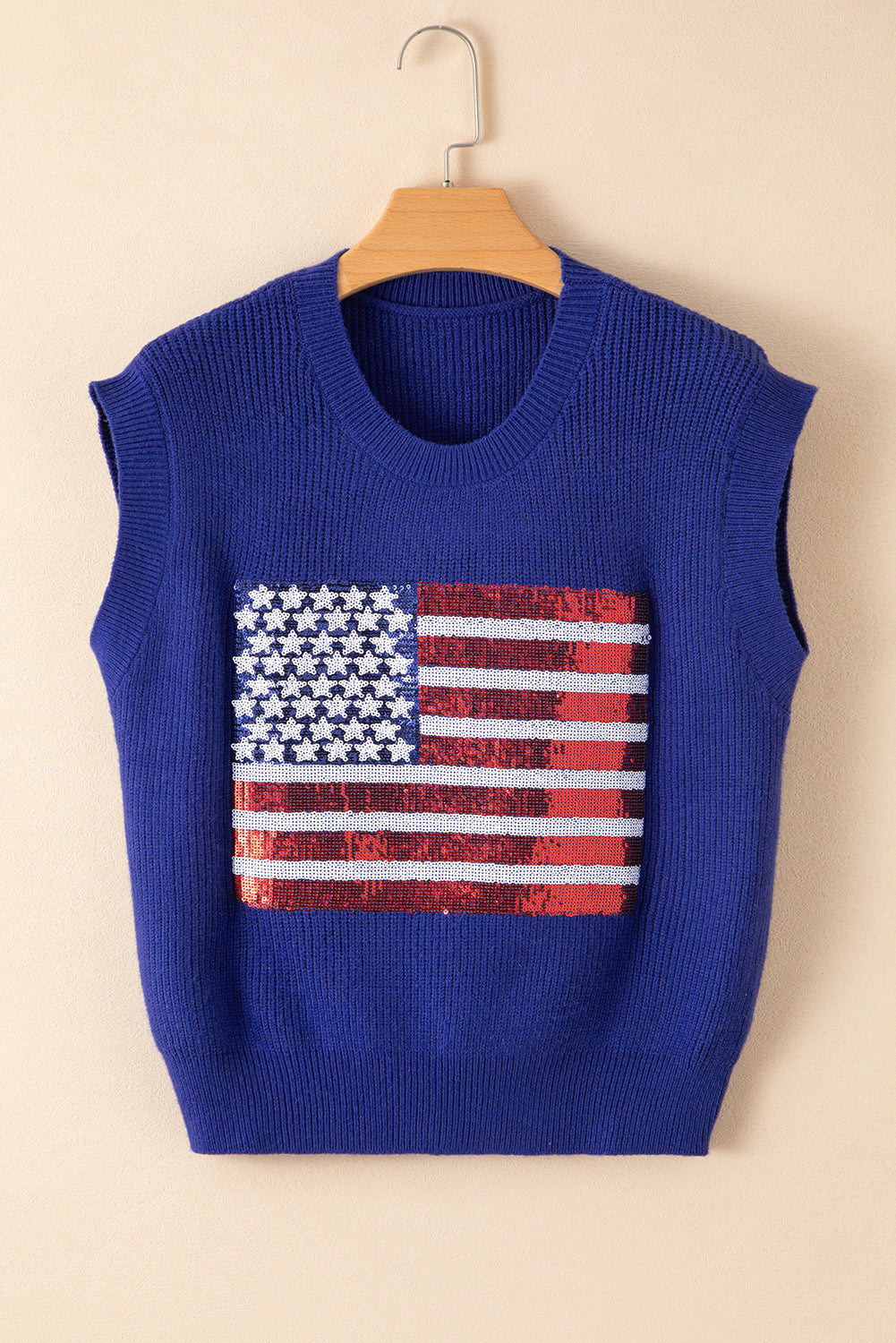 Sequin American Flag Sleeveless Top