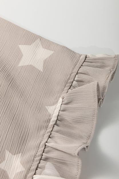 Star Crinkle Textured Kimono Ruffle Sleeve Romper