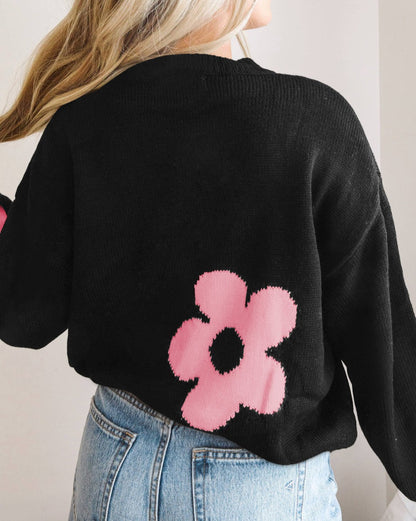 Floral Long Sleeve Crewneck Sweater