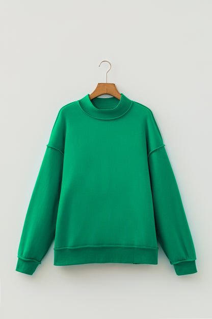 Reversible Mock Neck Oversize Drop Shoulder Sweatshirt