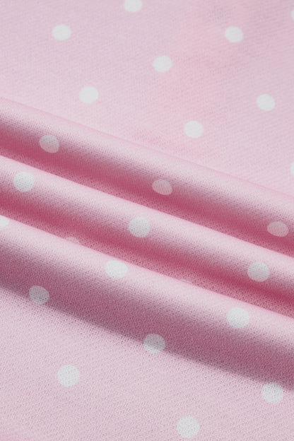 Polka Dot Metal Button Collar Pullover Sweatshirt