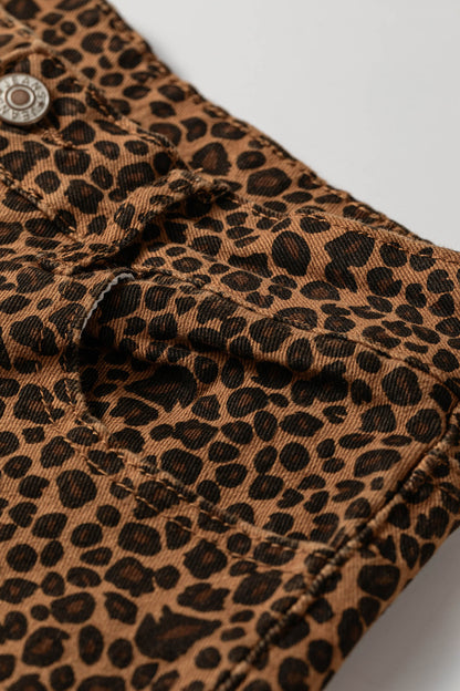 Leopard Ruffle Hem Shift Jeans